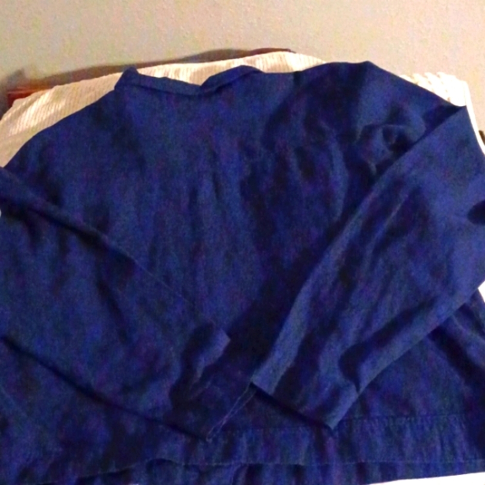 Dash Summer Blue Button Down Linen Jacket 1xl - image 8